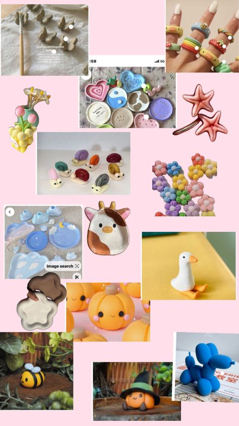 Clay, cute, fun, easy, preppy Preppy Clay Ideas, Cute Clay Ideas, Clay Art Ideas, Clay Cute, Air Dry Clay Ideas, Dry Clay Ideas, Cute Clay, Art Club, Dry Clay