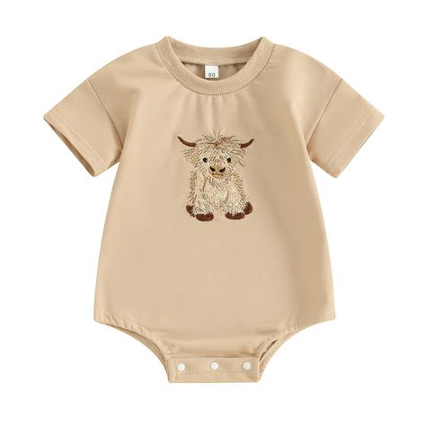 PRICES MAY VARY. UNIQUE DESIGN:Farm baby clothes,country western outfits for boys and girls,crew neck,short sleeve,embroidery patterns with cow head,highland cow,calf,chicken,rooster,and western style,baby bubble romper,summer newborn clothes unisex,funny farm animal onesie baby,absolutely adorable! SOFT MATERIAL:Farm animal baby clothes,baby country outfits,cow and chicken tshirt bubble romper is made of 73% cotton 20% polyester 7% elastane,soft and breathable baby one piece rompers,skin-friend Highland Cow Baby Shirt, Western Baby Girls, Animal Outfit, Western Baby Clothes, Cow And Chicken, Shirt Romper, Western Babies, Neutral Baby Clothes, Summer Baby Clothes