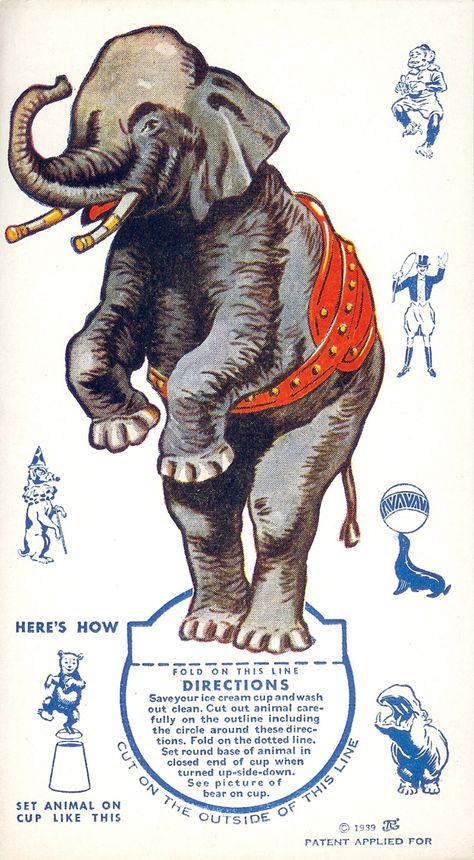 Cirque Vintage, Paper Figures, Circus Toy, Vintage Circus Posters, Circus Poster, Circus Elephant, Elephant Toy, Circus Animals, Circus Art