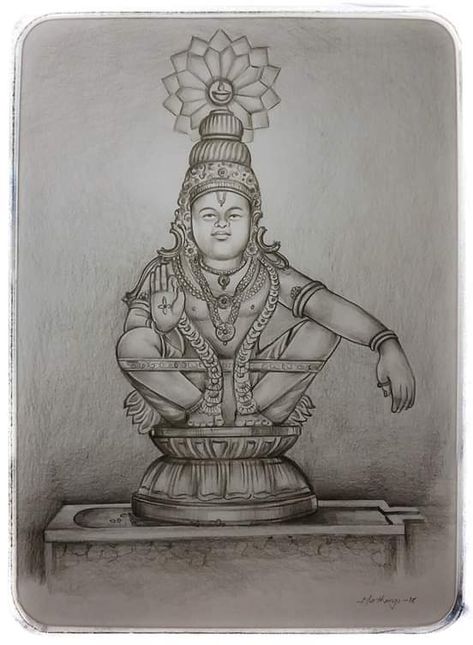 Swamy Ayyappan Ayyappa Swamy Pencil Sketch, Ayyappa Swamy Drawing, Ayyappa Drawing, Murugan Art Sketch, Elephant Head Drawing, Swamy Ayyappan, God Drawings, Mandala Elephant Tattoo, Easy Pencil Drawing