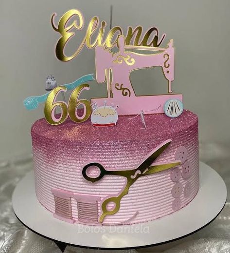 Tailoring Cake Design, Cake For Tailor, Sewing Machine Cake, Sewing Cake, Hanging Cake, Pj Masks Birthday Party, Crown Tattoo Design, Pink Birthday Cakes, Birthday Cakes For Women