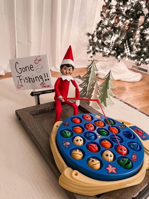 December 23rd Elf On The Shelf, Elf On The Shelf Gone Fishing, Elf On The Shelf With Ducks, Elf On The Shelf For Bad Kids, Elf Gone Fishing, Elf On The Shelf Package Arrival, Elf On The Shelf Ideas Fishing, Elf On Shelf Fishing, Elf With Barbies