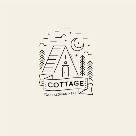 Free vector flat design cottage logo tem... | Free Vector #Freepik #freevector #cottage-logo #cabin-logo #personal-logo #logo Cabin Logo Design, Cabin Logo, Cottage Logo, Chalet Design, Construction Logo, Personal Logo, Logo Ideas, Vector Photo, Flat Design