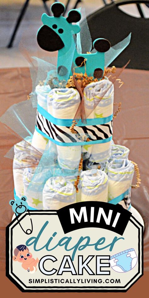 mini diaper cake on table Boy Baby Shower Centerpieces, Mini Diaper Cakes, Cakes Decorating, Shower Thoughts, Nappy Cakes, Baby Shower Diaper Cake, Baby Diaper Cake, Baby Zebra, Names Ideas