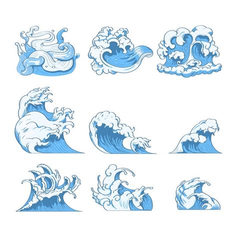 Waves Doodle, Tattoos Japan, Japan Wave, Japanese Wave Tattoos, No Wave, Wave Drawing, Wave Background, Tattoo Background, Japanese Wave