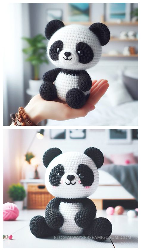 Panda Kawaii Amigurumi Crochet Free Pattern How To Crochet A Panda, Free Panda Crochet Pattern, Crochet Panda Pattern Free, Panda Amigurumi Free Pattern, Crochet Panda Pattern, Panda Crochet Pattern, Amigurumi Crochet Free Pattern, Kawaii Amigurumi, Amigurumi Panda