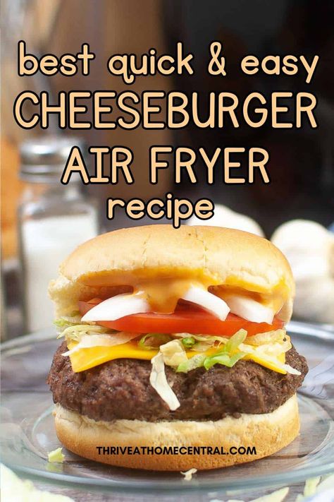 The Best Quick and Easy Air Fryer Cheeseburger Recipe Cheeseburger In Air Fryer, Cheeseburger Air Fryer, Air Fryer Cheeseburger, Air Fryer Hamburgers, Make Your Own Burger, Juicy Burgers, Cheeseburger Recipe, Cooks Air Fryer, Burger Night