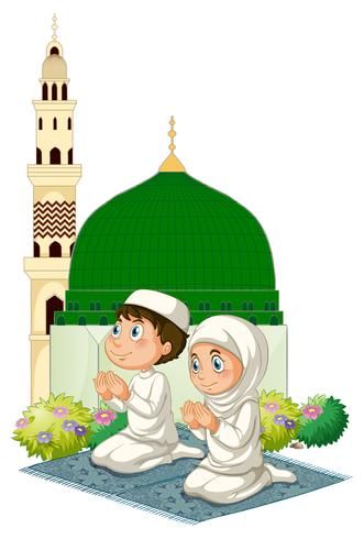 Two muslim kids praying at mosque Print Advertising Design, Mosque Illustration, 12th Rabi Ul Awal, Mosque Vector, Rabi Ul Awal, Muslim Family, Islamic Cartoon, Anime Muslim, Muslim Kids