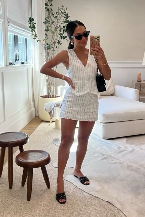 Nuetral Pallete Outfits Women, Luxury Summer Outfits Classy, Classy Club Outfits, 2 Piece Summer Outfit, April Fashion, Looks Pinterest, Linen Vest, Chic Dress Classy, Classic Style Outfits