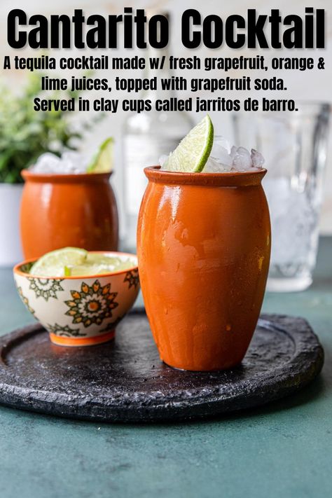 A citrus forward, tequila based Mexican drink that is traditionally served in clay cups. Flavors of grapefruit, orange, and lime makes this an excellent summer cocktail. Mexican Cocktails, Special Drinks, Mexican Drinks, Grapefruit Soda, Cocktails Recipes, Cocktail Cup, Tequila Drinks, Clay Cup, Cocktail Drinks Recipes