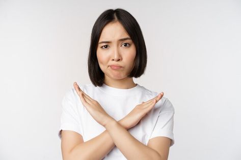 Hand On Head, Cross Sign, Woman Stock Photo, Stock Photos Woman, Squat Workout, Sign Stand, Close Up Portraits, Girl Standing, Business People