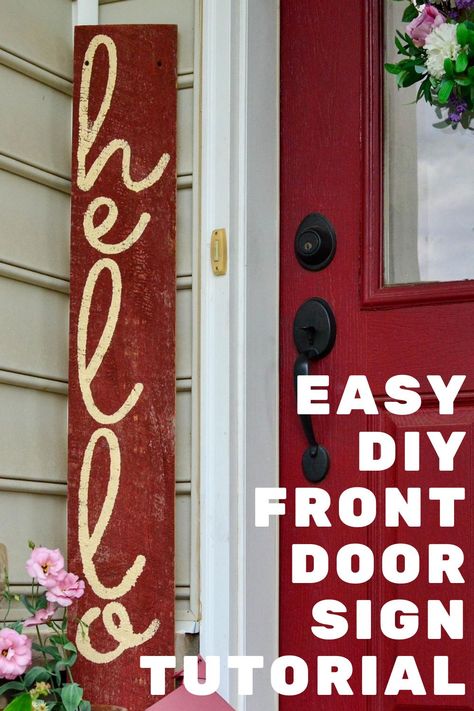 Diy Wood Porch, Diy Front Door, Wood Porch, Outdoor Welcome Sign, Welcome Signs Front Door, Entryway Signs, Diy Front Porch, Welcome Door Signs, Door Signs Diy