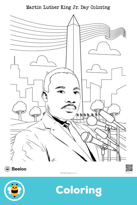 Medium martin luther king jr. day-themed coloring page for kids ages 5 and up. Featuring: Mlk, martin luther king jr. Martin Luther King Jr Drawing, Martin Luther King Coloring Pages, Martin Luther King Jr Activities, Martin Luther King Jr Day, Crafts And Activities For Kids, Color Sheets, Mlk Jr, Happy Paintings, Printable Crafts