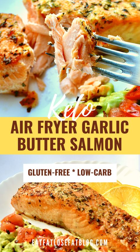 keto air fryer garlic butter salmon recipe | easy Keto-friendly seafood recipe | keto air fryer recipes | keto salmon | keto air fryer salmon | keto salmon air fryer Salmon Air Fryer Recipes Garlic Butter, Keto Salmon Meal, Keto Salmon Air Fryer, Healthy Dinner Recipes Air Fryer Salmon, Salmon Air Frier Recipes, Best Air Fried Salmon, Easy Keto Salmon Recipes, Salmon Recipes Baked Healthy Air Fryer, Keto Salmon Dinner Ideas