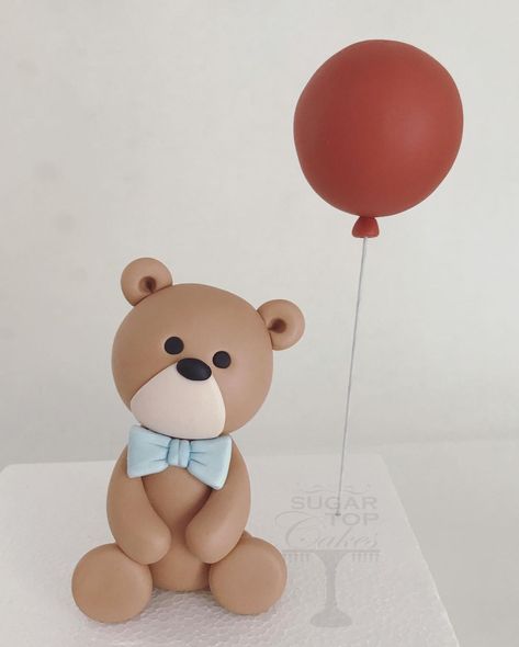 Sugar Top Cakes #sugartopcakes on Instagram: “Cute Bear and Balloon topper 🤎🧡💙 #sugartopcakes #sugarart #sugartopper #caketopper #cakedecorating #melbournecakemaker #beartopper #bear…” Bear Topper Cake, Boofle Bear, Bear Cake Topper, Bear Cake, Cake Makers, Sugar Paste, Bear Cakes, Sugar Art, Clay Charms