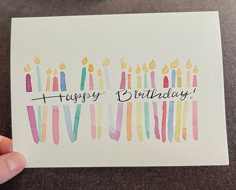 Birthday Card Drawing Aesthetic, Handmade Watercolor Birthday Cards, Preppy Birthday Cards Diy, Watercolor Bday Card Ideas, Watercolour Bday Card, Water Colored Birthday Cards, Diy Watercolour Card, Diy Watercolor Birthday Card Ideas, Easy Watercolor Bday Cards