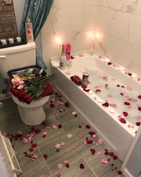 Chris GQ Perry on Instagram: “How Many Women Find This Romantic And Would Appreciate It ❤️” Romantic Bathroom, Bubble Bath, Rose Petals, Gq, How Many, Bath, Candles, On Instagram, Instagram