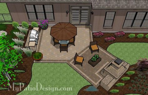 Dreamy Fireplace Patio Woods House, Diy Patio Ideas, Landscape Hardscape, Stone Patios, Backyard Upgrades, Patio Furniture Layout, Sky House, Patio Plans, Backyard Layout