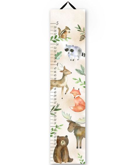 Animal Growth Chart, Deer Bedroom, Canvas Growth Chart, Woodland Forest Animals, Baby Nursery Wall Art, Growth Charts, New Year Happy, Woodland Forest, Growth Chart