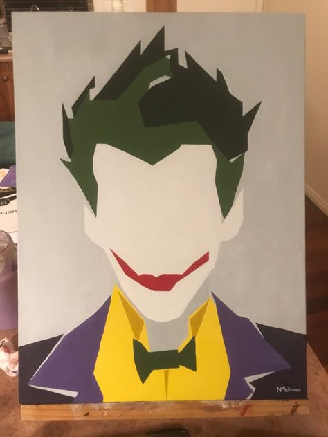 Joker Painting Ideas, Joker Canvas Painting, The Joker Painting, Joker Painting Easy, Painting Ideas For Men, Marvel Painting Ideas On Canvas, Movie Paintings, Anime Paintings Canvases, Marvel Canvas Art