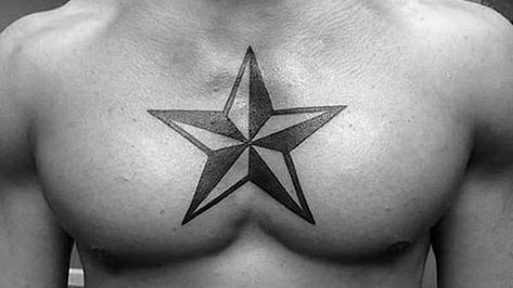 Best Chest Tattoo Ideas for Men: Unique Designs, Meaningful Symbols, and Top Styles Chest Symbol Tattoo, Chest Star Tattoo Men, Center Of Chest Tattoo Men, Quote Chest Tattoos For Men, Men’s Traditional Chest Piece, 3 Stars Tattoo, Star Tattoo On Shoulder, Chest And Back Tattoo, Hd Tattoos