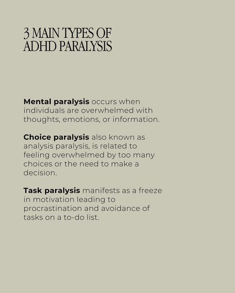 Hi ☀️ Today I want to discuss ADHD paralysis, which is a common experience for many, including myself.  To create a home that is ADHD-friendly, it is important to understand how our brain works in order to better manage our progress. Because ADHD paralysis can feel like a major setback, it’s important to seek awareness to manage your symptoms and find strategies that work for you.  Swipe left to learn more! ꩜  👋🏽👩🏽‍💻 - I always strive to make my content as visually digestible as possible. How... Task Paralysis, Holistic Fitness, Work Tips, Physical Intimacy, Todo List, Coping Strategies, Brain Function, Work For You, Live Your Life