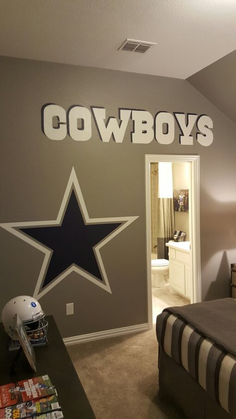 Dallas Cowboy Room Ideas, Cowboys Bedroom Ideas, Dallas Cowboys Bedroom Ideas, Dallas Cowboys Room Decor, Dallas Cowboys Man Cave, Cowboys Man Cave, Cowboy Living Room, Dallas Cowboys Bedroom, Dallas Cowboys Room