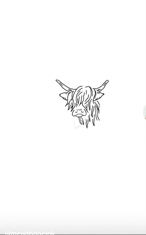 Hairy Cows Scottish Highlands Tattoo, Highland Cow Tattoo Small Simple, Fuzzy Cow Tattoo, Cow Flash Tattoo, Simple Highland Cow Tattoo, Small Highland Cow Tattoo, Highland Cow Line Art, Scottish Cow Tattoo, Scotland Inspired Tattoo