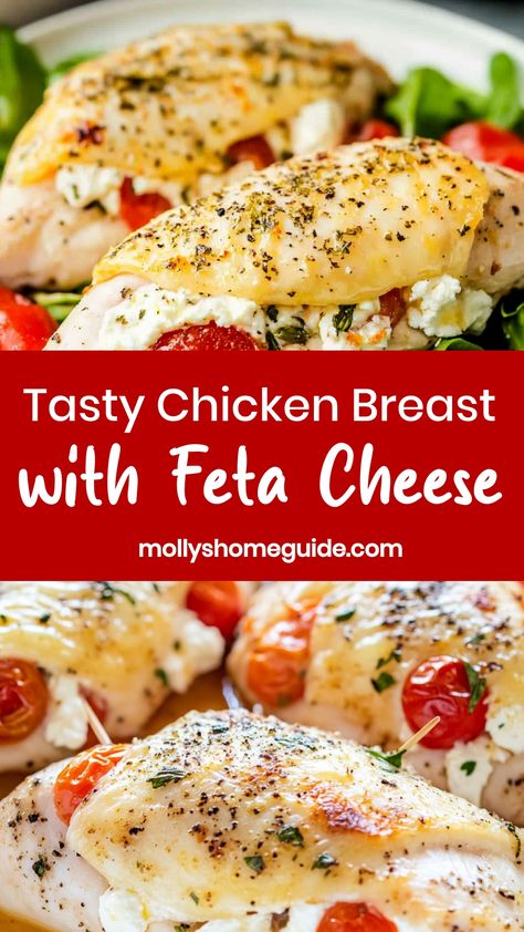 Indulge in a flavorful meal with our easy-to-make recipe for chicken breast with feta cheese. This dish is perfect for a quick weeknight dinner or impressing guests at your next dinner party. The combination of tender chicken and creamy feta cheese creates a savory and delicious experience that will satisfy your taste buds. Try this recipe today and elevate your cooking game to new heights! Easy Recipes With Feta Cheese, Chicken With Feta Cheese, Chicken Feta Recipes, Recipes Using Feta Cheese, Recipe For Chicken Breast, Chicken Sausage Recipes, Feta Cheese Recipes, Delicious Chicken Breast Recipes, Zesty Italian Dressing