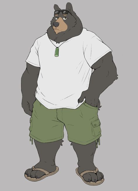 Anthro Bear Male, Bear Fursona, Bear Oc, Bear Character Design, Full Body Drawing, Bear Character, Bio Art, Bear Art, Animal Sketches