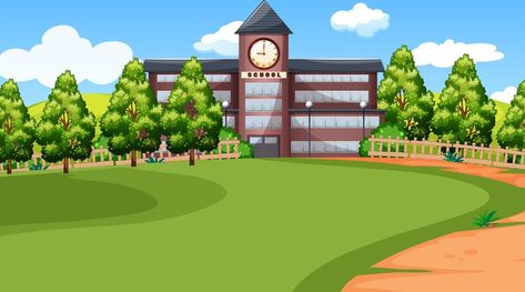 A scene of school School Background, Background Landscape, Poster Template Free, School Images, Event Template, School Yard, Event Flyer Templates, Event Flyers, Animated Drawings