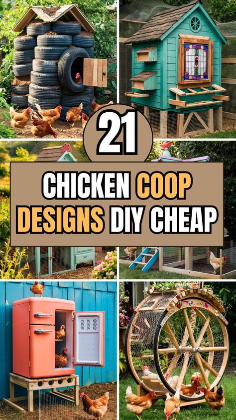 21 Chicken Coop Designs DIY Cheap – The DIY Desire Pallet Chicken Coop Diy Easy, Diy Chicken Coop Ideas Easy Cheap, Chicken Coop Designs Diy Cheap, Pallet Chicken Coops, Chicken House Diy, Diy Chicken Coop Ideas, Chicken Coop Designs Diy, Chicken Coop Building Plans, Easy Diy Chicken Coop