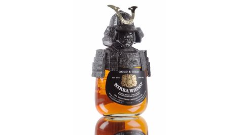 The Craziest Alcohol Bottle Designs - The Manual Armour Helmet, Nikka Whisky, Samurai Armour, Bottle Designs, Japanese Whisky, Pot Still, Samurai Armor, Alcohol Bottles, Jack Daniels Whiskey Bottle