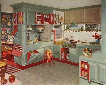 Vintage Kitchen Cabinets 1950s, American Kitchen Design, 1950s Home Decor, Vintage Kitchen Cabinets, Red Cabinets, Turquoise Kitchen, Kitchen Renovations, Retro Kitchen Decor, Shabby Chic Diy