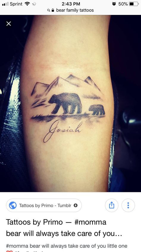 Momma Bear Tattoo, Arlo Tattoo, Baby Bear Tattoo, Baby Tattoo Designs, Baby Name Tattoos, Bear Tattoo Designs, Baby Tattoo, Pawprint Tattoo, Ribcage Tattoo