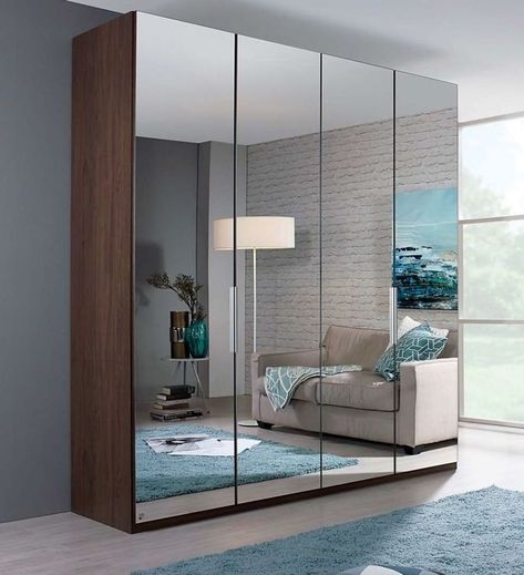 1. Hinged 2. Floor to ceiling 3. Wood facade 4. Laser cut design for ventilation a. Side external b. Top and bottom interior Cupboard With Mirror, Mirror Cupboard, Mirrored Wardrobe Doors, Sliding Door Wardrobe Designs, Materials Board Interior Design, Mirror Closet Doors, Bedroom Interior Design Luxury, Wardrobe Door Designs, Wood Wardrobe