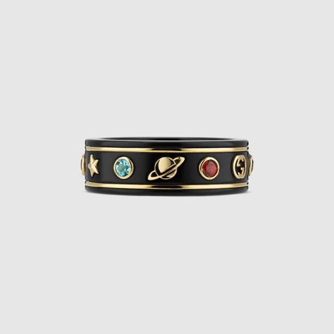 Shop the 18k Yellow Gold / Black Icon Ring With Gemstones at GUCCI.COM. Enjoy Free Shipping and Complimentary Gift Wrapping. Fall Rings, Couple Ring, Wattpad Fanfiction, Icon Collection, Fall Collection, Couple Rings, Fine Rings, Cute Jewelry, Metal Jewelry