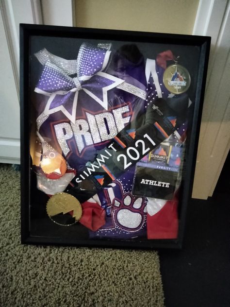 Cheer Ribbon Display, Cheerleading Medal Display Ideas, Cheer Shadow Box Ideas Gifts, Cheerleading Shadow Box Ideas, Cheer Bow Shadow Box Ideas, Cheer Bow Display Ideas, Cheer Display Ideas, Cheer Uniform Shadow Box Ideas, Cheer Medal Display Ideas