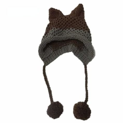 Cute Beanies for Women Cat Beanie Vintage Beanies Women Fox Hat Grunge Accessories Slouchy Beanies for Women Grunge Accessories, Fox Hat, Cat Beanie, Style Kawaii, Cute Beanies, Fox Ears, Handmade Knit, Winter Hats Beanie, Cat Hat