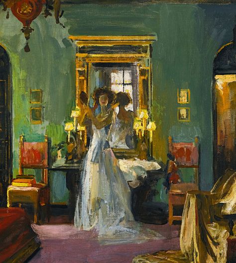 Gods and Foolish Grandeur: Ladies of leisure, at leisure - a selection of paintings by Sir John Lavery John Lavery, Art Interior Paintings, North Berwick, Interior Paintings, Glowing Art, Playing Golf, Green Sofa, Mirror Reflection, Irish Art