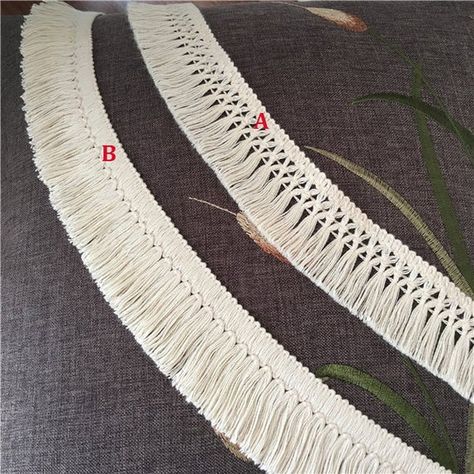 beige 15 yard 4cm 1.57" wide cotton tassels fringe tapes lace trim ribbon M53S16 free ship Fringe Accessories, Upholstery Trim, Tassel Curtains, Wedding Girl, Sewing Ribbon, Wedding Dresses For Girls, Stylish Blouse, Lace Trims, Diy Ribbon