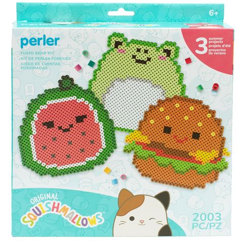 PRICES MAY VARY. This Perler fused bead set comes with 2,000 beads, pegboard (large interlocking square), pattern sheet with instructions, and ironing paper Comes with everything needed to complete 3 different projects Create your favorite members from the Squish Squad with these Squishmallow fused bead patterns, including Wendy, Carl, and Wanda The included pegboards and ironing paper are designed to be reusable, and are a handy accessory in tons of other Perler crafts! All Perler bead kits fea Squishmallow Perler Beads, Squish Squad, Bead Things, Melty Bead Designs, Bracelet Stuff, Kandi Ideas, Pattern Sheet, Easy Perler Beads Ideas, Fuse Bead Patterns