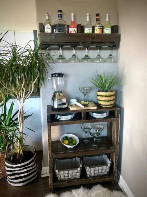 Cottages Ideas, Industrial Coffee Bar, Daisy Table, Bar Nook, Apartment Bar, Margarita Bar, Coffee Bar Station, Diy Home Bar, Shelf Hanging