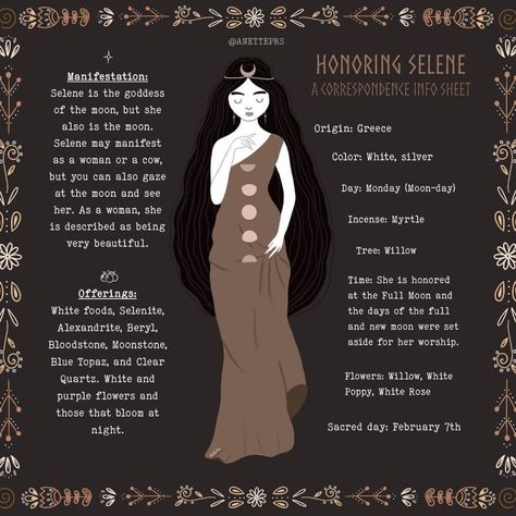 Selene Goddess Of The Moon, Selene Goddess, Goddess Magick, Lunar Witch, Goddess Of The Moon, Goddess Aesthetic, Greek Mythology Gods, Light In The Darkness, Wiccan Magic