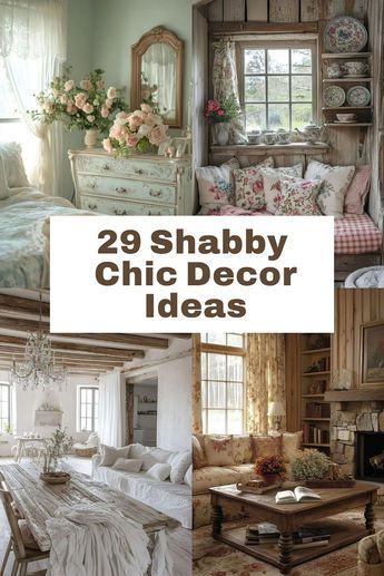 Bring vintage charm to your space with these 29 shabby chic decor ideas. From distressed furniture to floral accents, these designs create a cozy, romantic vibe. 🌿✨ #ShabbyChicDecor #HomeInspo Country Shabby Chic Decor Living Room, Shabby Cottage Living Room, Glam Cottage Decor, Shabby Chic Valentines Day Decor, Country Chic Decorating Ideas, She Shed Interior Ideas Shabby Chic, Shabby Sheek Decor Cottage Chic, French Shabby Chic Decor Living Room, Shabby Chic Craft Room Ideas