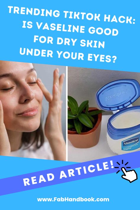 Ready to give TikTok's latest trending beauty hack a try? Vaseline might just be the solution for your dry under eye skin if you use it correctly. Dry Under Eye Skin, Vaseline Under Eyes, Dry Skin Under Eyes, Vaseline Uses For Face, Vaseline For Face, Dry Under Eyes, Vaseline Original, Vaseline Uses, Vaseline Beauty Tips