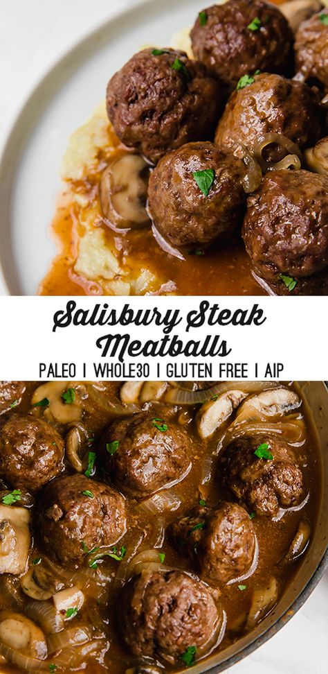 Steak Taco Bowls, Steak And Mashed Potatoes, Steak Taco, Unbound Wellness, Salisbury Steak Meatballs, Street Taco, Slow Cooker Salisbury Steak, Meatballs And Gravy, Aip Paleo Recipes