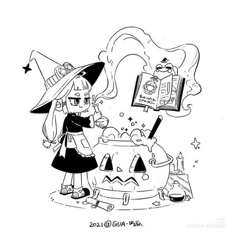 Witch Drawing Cartoon, Carector Design, Chibi Witch, Witch Drawing, 동화 삽화, Arte Sketchbook, Game Character Design, Cute Coloring Pages, Cute Art Styles