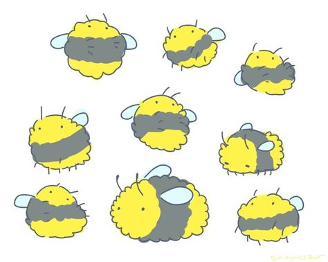 Fuzzy Bee Drawing, Fluffy Bee Drawing, Funny Bee Drawing, Cute Bumblebee Drawing, Cute Bee Doodle, Bee Drawing Aesthetic, Bee Cute Drawing, Bumblebee Doodle, Bee Fursona