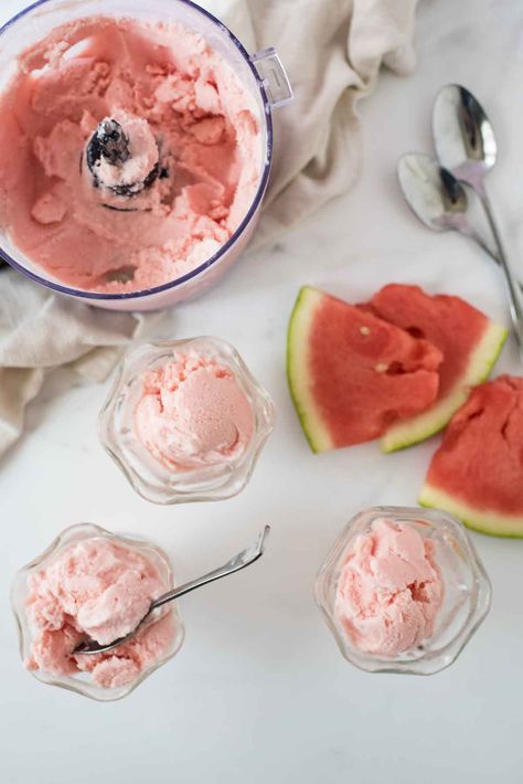 Watermelon whip is a refreshing and delightful frosty treat that combines the sweetness of juicy watermelon with the creamy richness of milk and yogurt for a perfect frozen summer dessert. Sponsored by AE Dairy. Watermelon Frozen Yogurt, Watermelon Ice Cream Recipe, Watermelon Gelato, Watermelon Ice Cream, Anti Inflamatory, Frozen Summer, Frozen Watermelon, Healthier Desserts, Juicy Watermelon